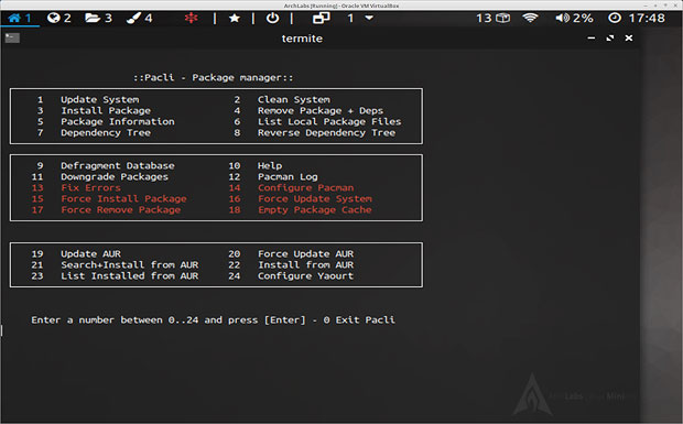 Диспетчер пакетов ArchLab Linux 