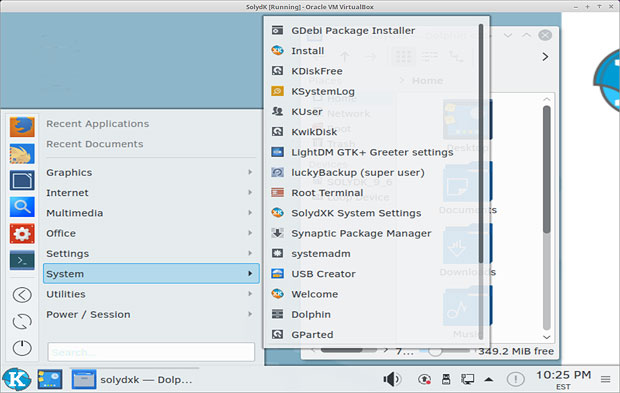  Плазменный рабочий стол KDE в последней версии SolydXK 