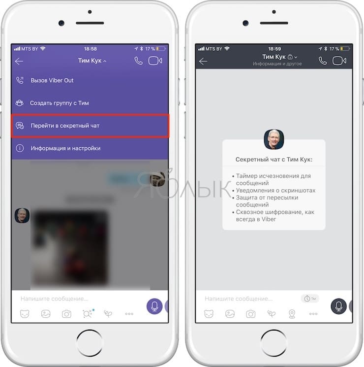 Секретный чат (переписка) в Viber на iPhone