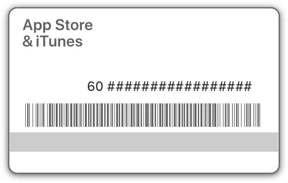 Код на подарочной карте Apple 