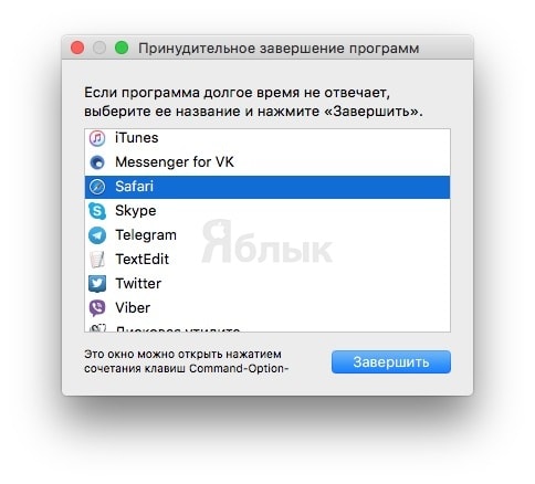 Ctrl + Alt + Del на Mac OS X