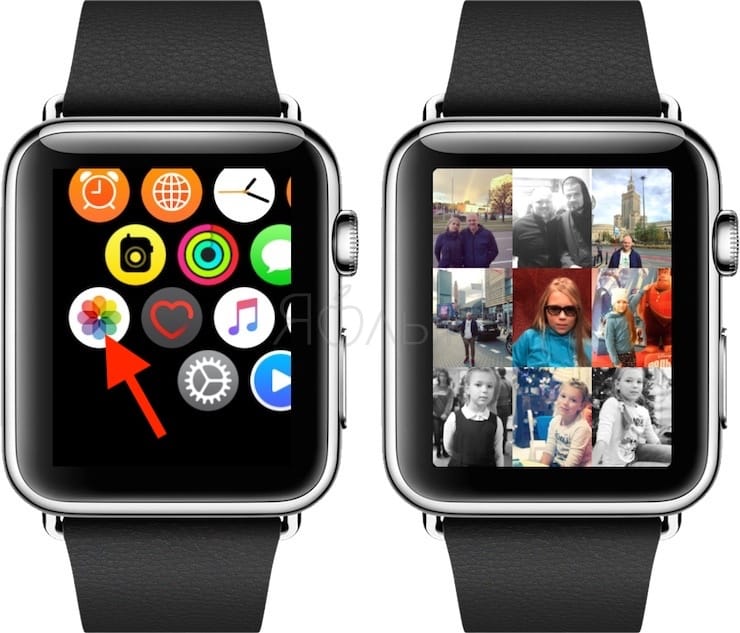 Просмотр фотографий на Apple Watch