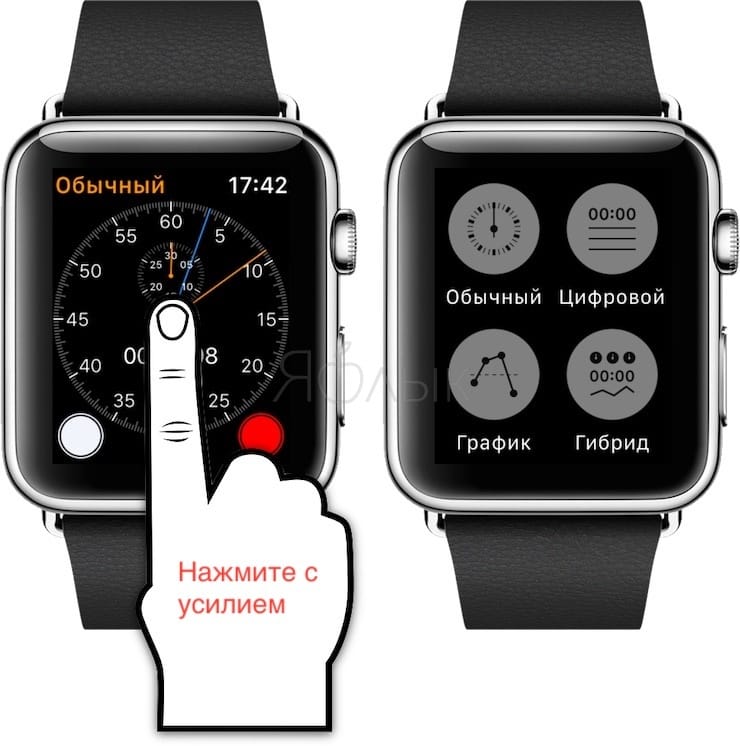 Секундомер на Apple Watch