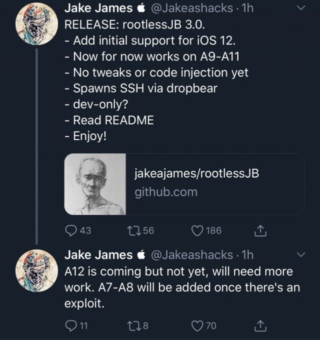 Jake-James-Rootless-Jailbreak-iOS-12-768×815