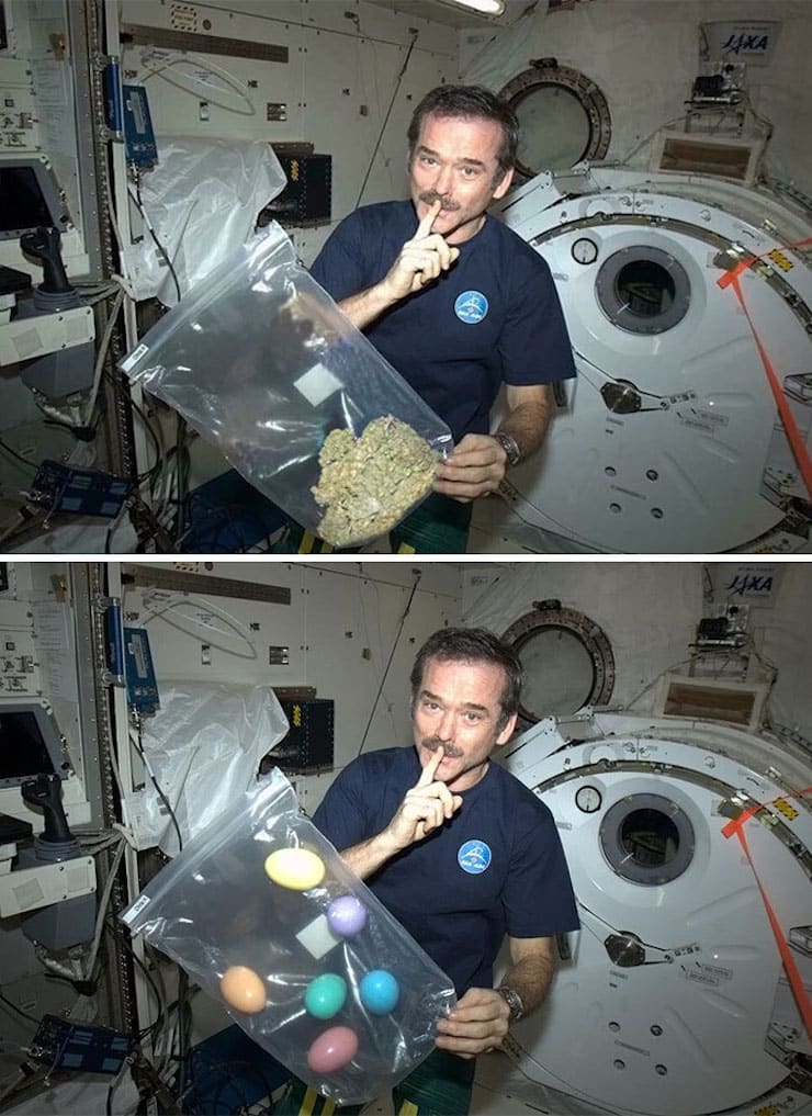 Курящий марихуану в космосе астронавт