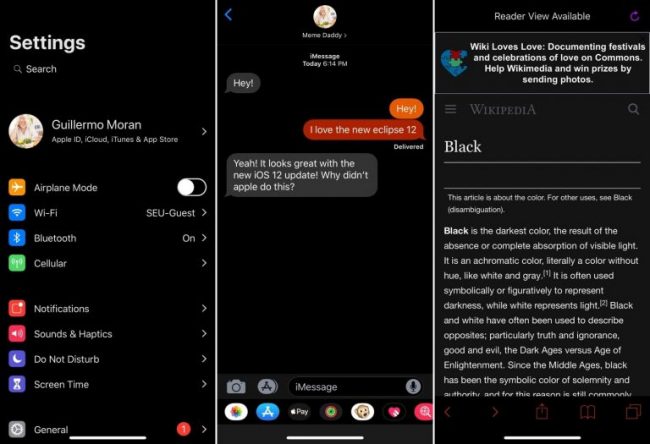 Твик Eclipse с Тёмным режимом теперь поддерживает iOS 12