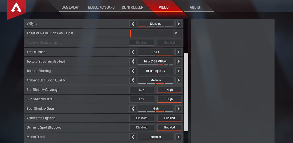 Apex Legends - Средние настройки
