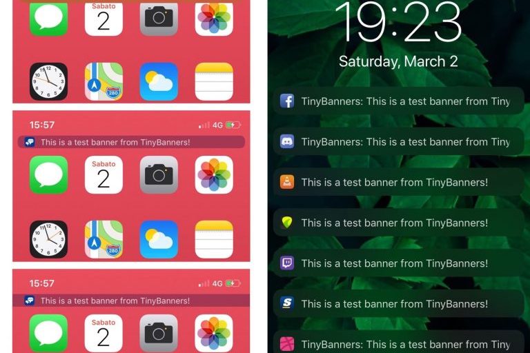 Твик TinyBanners меняет дизайн уведомлений в iOS 12