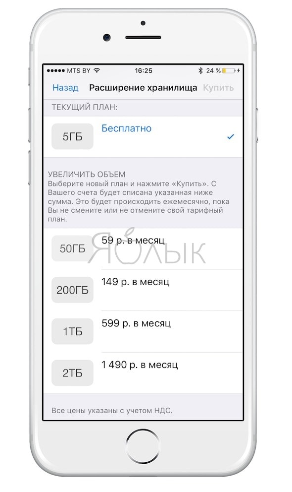 Цены на iCloud в России 