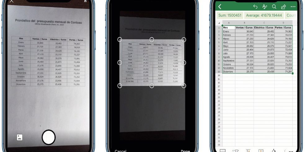 В Excel для iOS теперь можно вставлять данные сканированием с бумаги