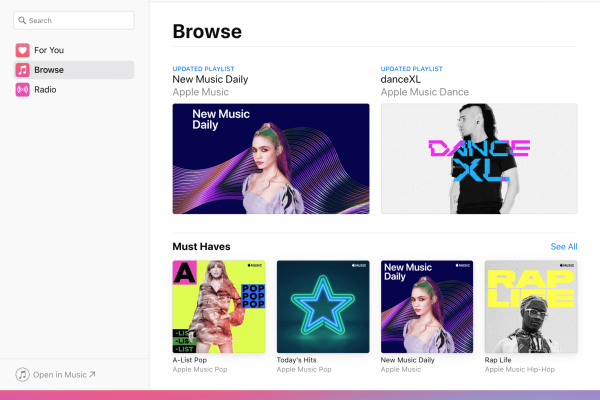 Apple Music теперь можно слушать через браузере