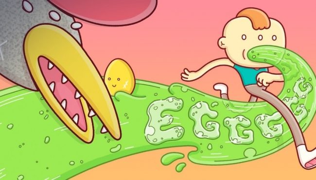 СКИДКА (379р → 149р) Игра Eggggg для iPhone, iPad и Apple TV: красочный платформер-тошнотик не для слабонервных