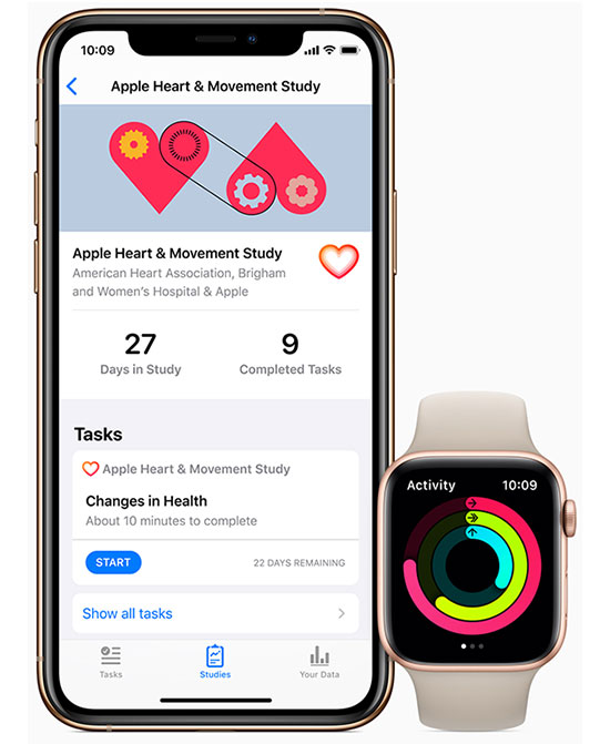  Apple Research App, iPhone 11, Apple Watch Series 5, исследование сердца и движений 