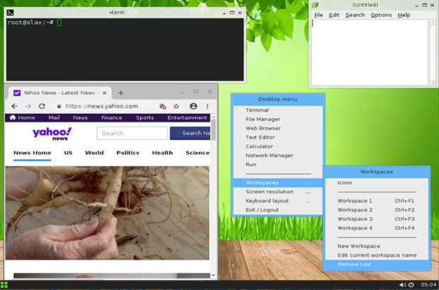  Виртуальные рабочие пространства Slax Linux 