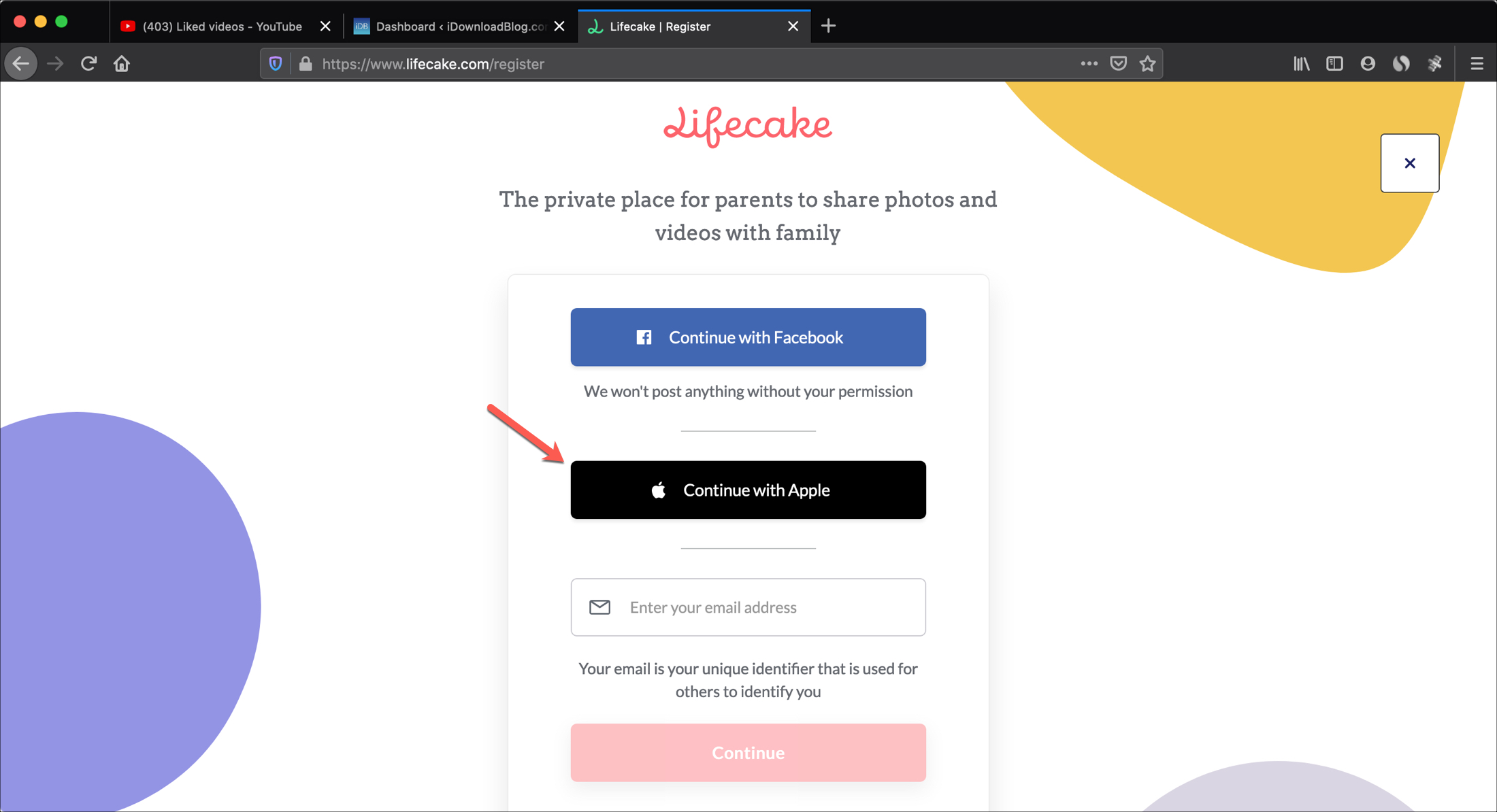 Lifecake-Continue-with-Apple-FF