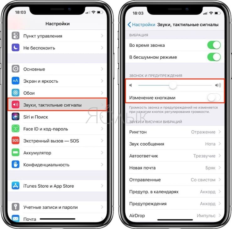 Как отключить функцию уменьшения громкости рингтона на iPhone X