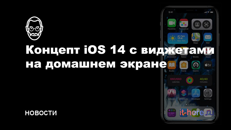 Новый концепт iOS 14 показывает виджеты домашнего экрана на iPhone