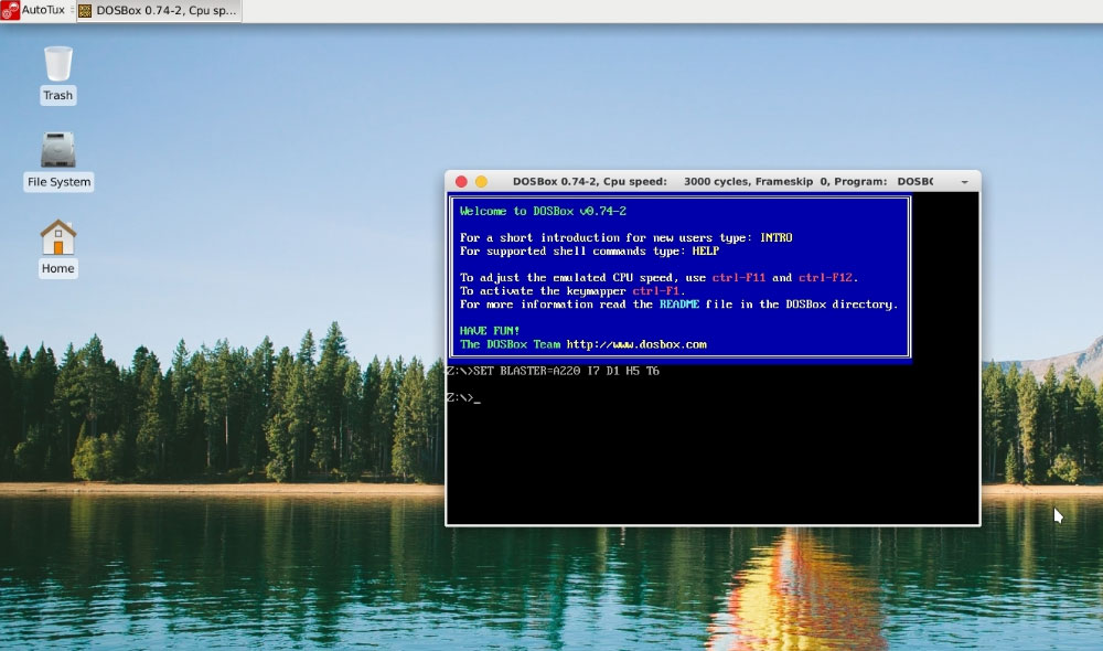  AutoTux поставляется с DOSBOX, эмулятором DOS "width =" 1000 "height =" 590 "/> </p>
<p> <span style=