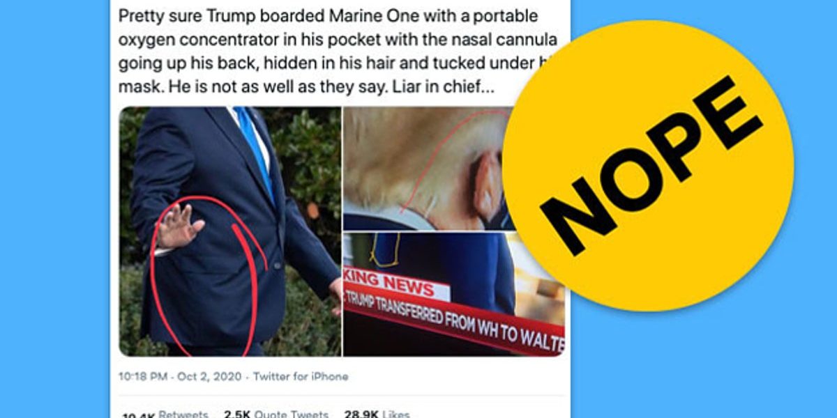 <pre>Этот заговор Трампа о кислородном баллоне COVID-19 является фальшивкой