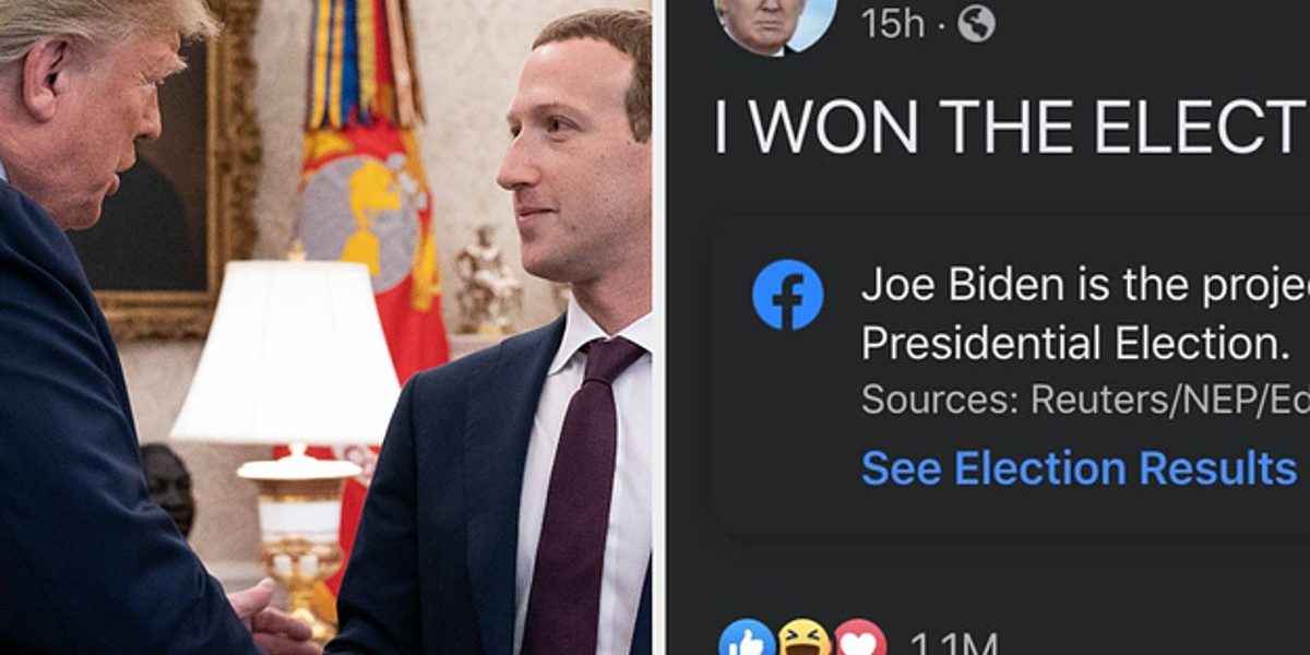 <pre>Лейблы Facebook о лжи Трампа мало помогают остановить распространение