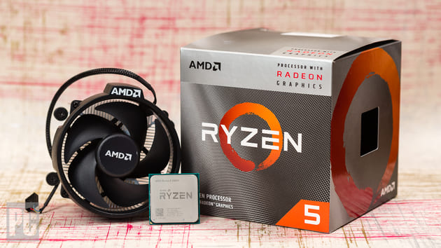 Процессор AMD Ryzen 5 3400G, коробка и кулер