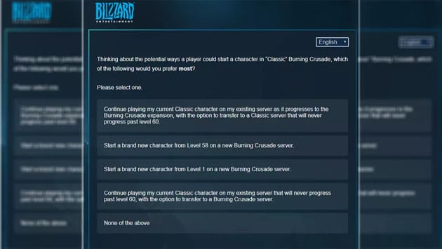 Опрос Blizzard о дополнении The Burning Crusade