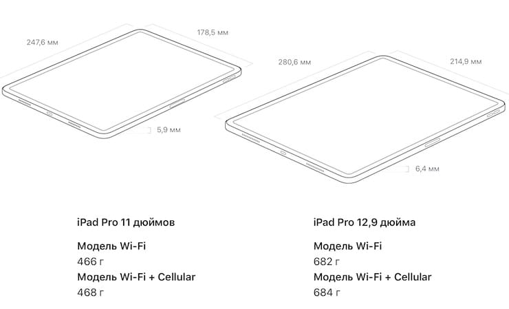 Размеры iPad Pro 2021 года