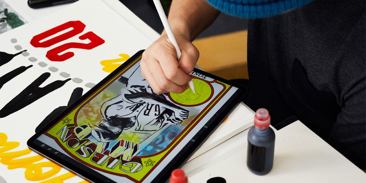 <pre>Художники переосмысливают бейсбольную карточку с помощью iPad Pro и Apple Pencil