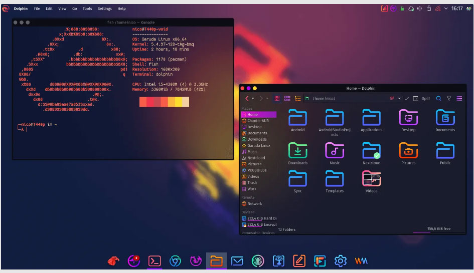  Рабочий стол Garuda Linux KDE "width =" 945 "height =" 545 "/> </p>
<p> <span style=