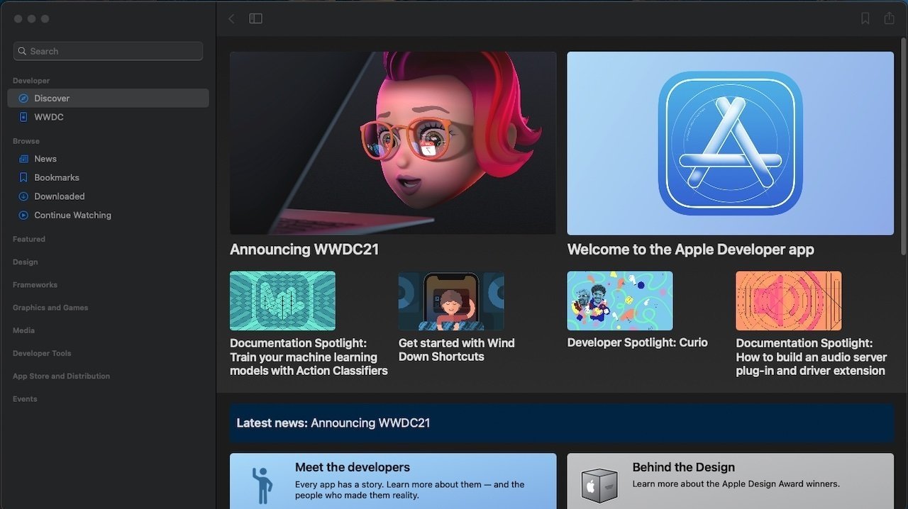 <pre>Приложение Apple Developer обновлено информацией WWDC 21, новыми наклейками