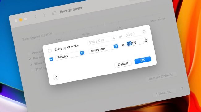 <pre>Как запланировать перезагрузку Mac каждую ночь