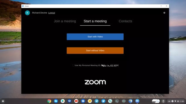 Режимы встречи в Zoom на хромбуке