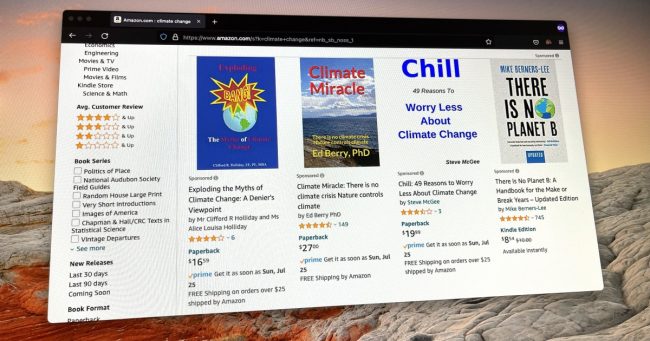 <pre>Пока Безос говорит об изменении климата, Amazon продает дезинформацию