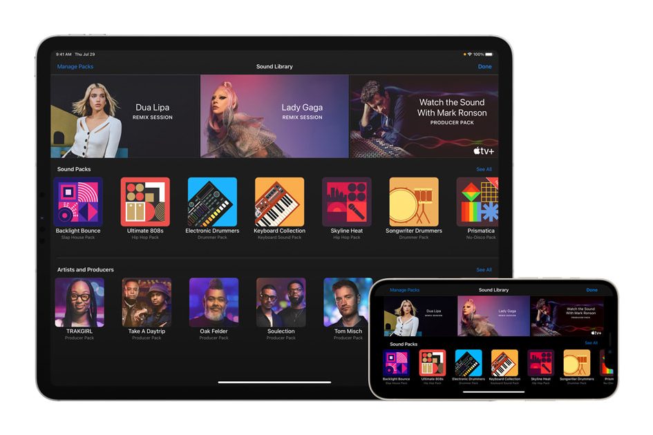 <pre>В GarageBand представлены новые звуковые пакеты от Дуа Липа, Леди Гага и ведущих продюсеров