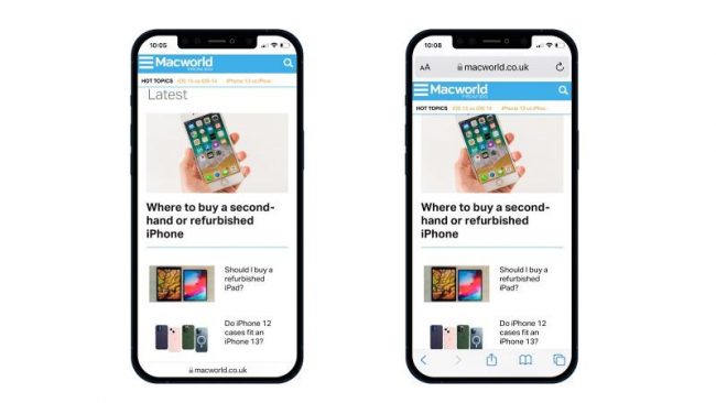 <pre>Как переместить адресную строку в начало страницы в Safari