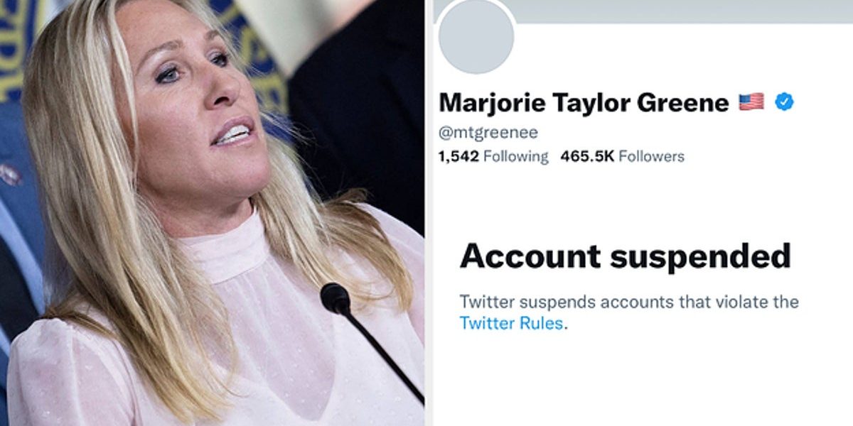 <pre>Твиттер навсегда приостановил работу Марджори Тейлор Грин