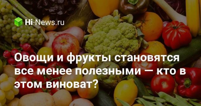Овощи и фрукты становятся все менее полезными — кто в этом виноват?