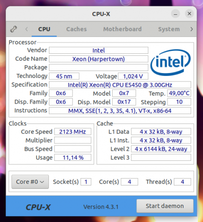 CPU-X - информация о процессоре
