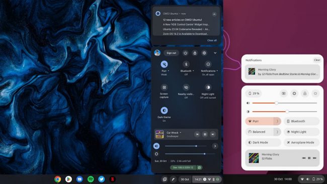 Как добавить управление музыкой и уведомления в быстрые настройки GNOME?