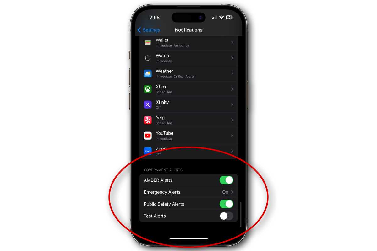 Оповещения правительства iPhone