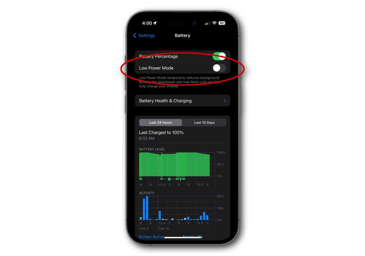 режим пониженной мощности батареи iphone