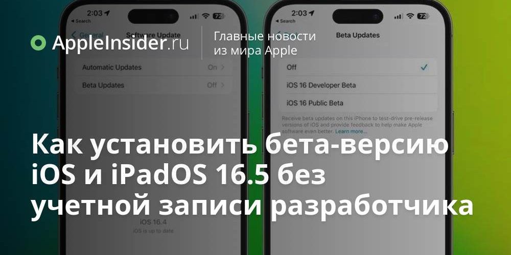 Как установить бета-версию iOS и iPadOS 16.5 без учетной записи