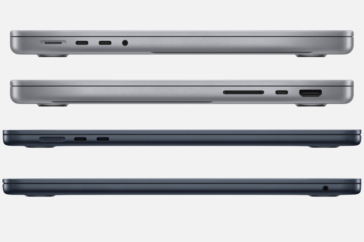 Сторона 15-дюймового MacBook Air и 14-дюймового MacBook Pro