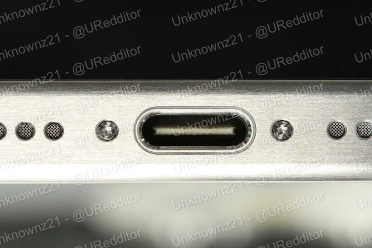 Утечка изображения порта USB-C на iPhone 15