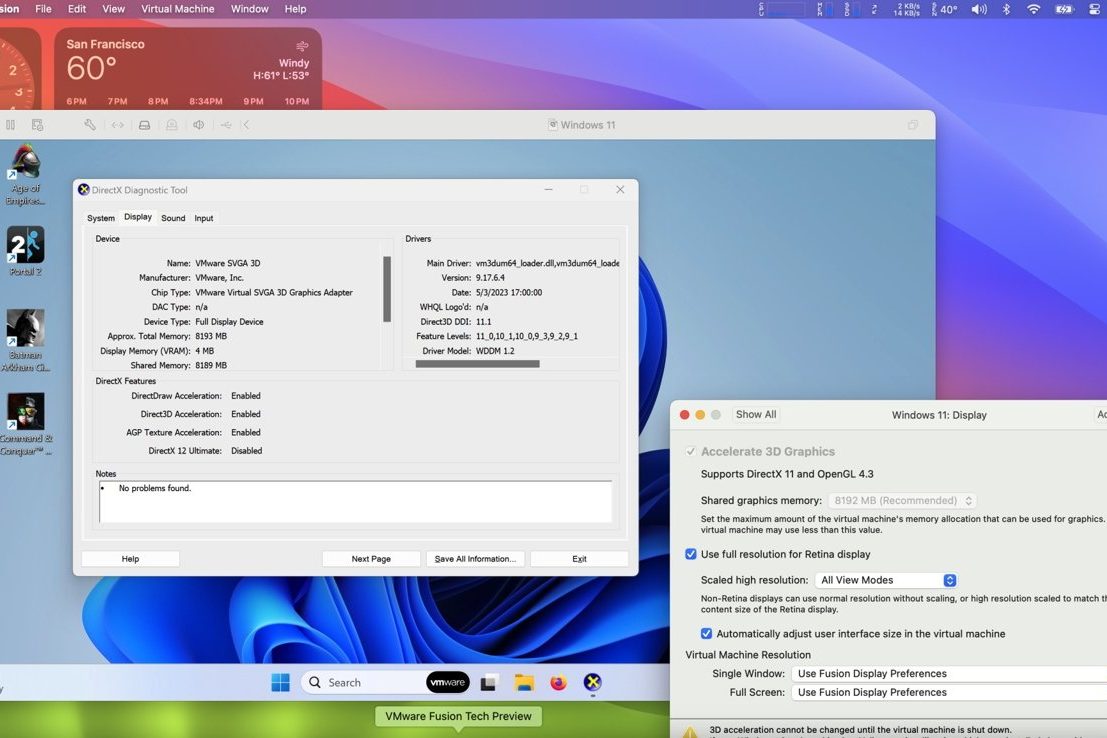 VMWare Tech Preview 2023 имеет полное аппаратное 3D-ускорение