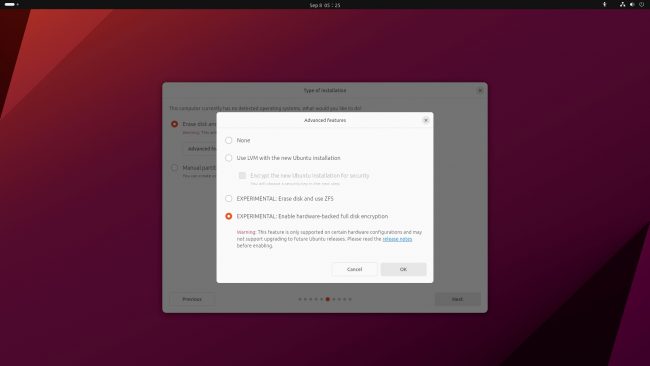 В Ubuntu 23.10 появится экспериментальная опция по TPM шифрованию диска