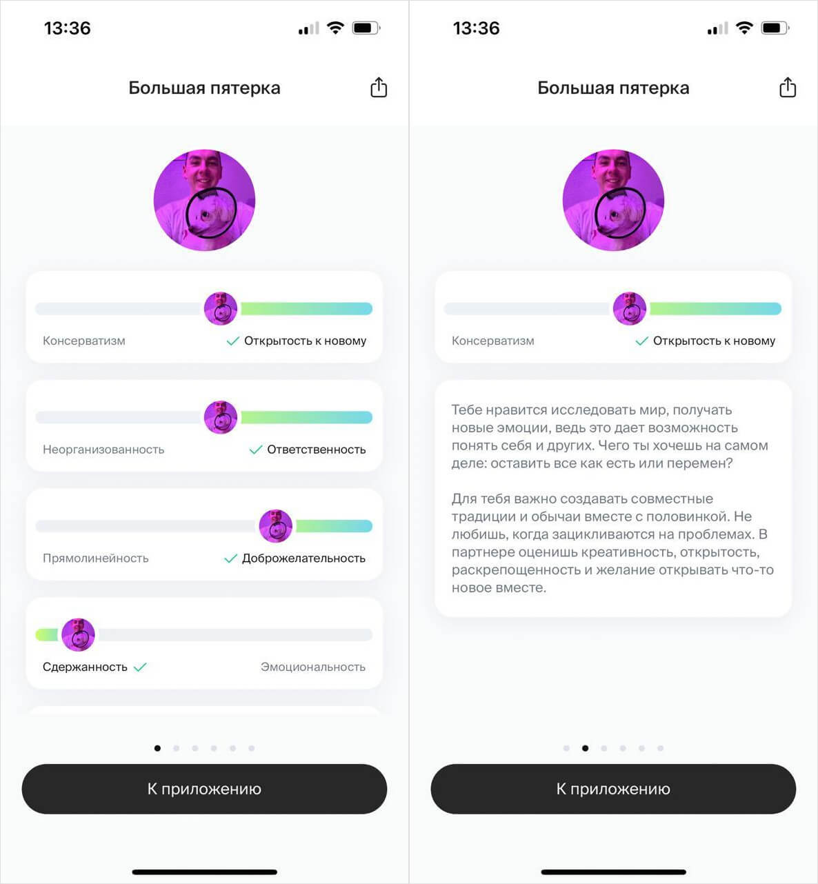 Twinby — новое приложение для знакомств. При первом запуске нужно пройти тест, чтобы приложение точнее подбирало вам пользователей. Фото.