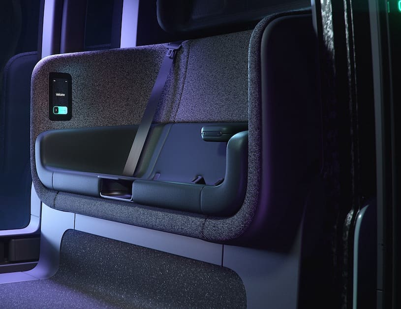 zoox autonomous vehicle studio interior seating single side