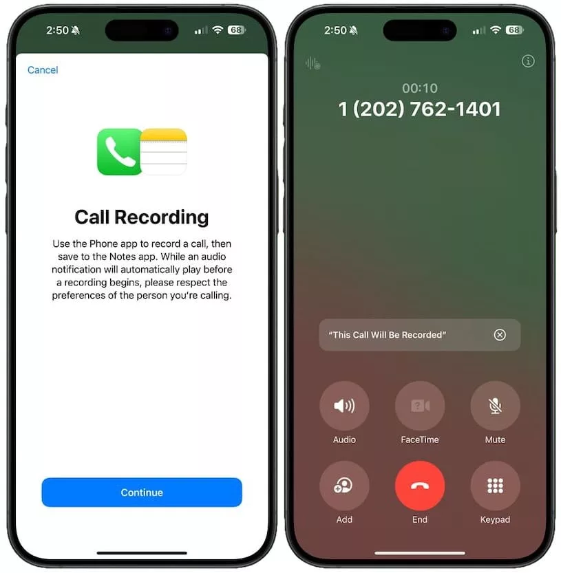 ios 18 1 call recording