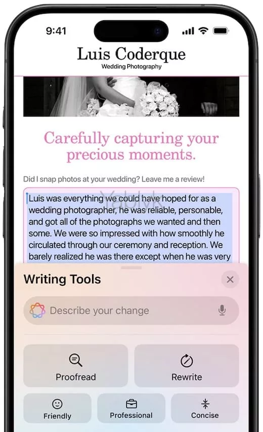 writing tools ios